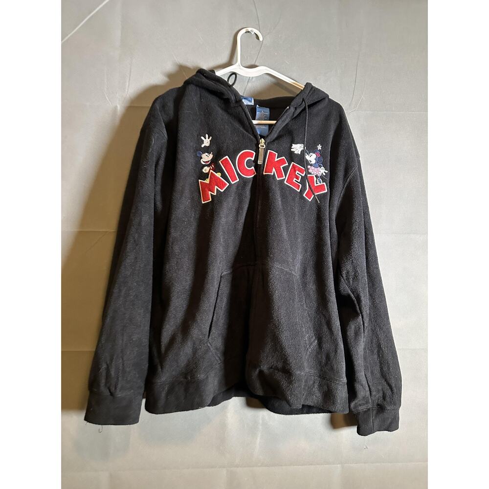 Disney Mickey Hoodie Mens Large Full Zip Embroidered Minnie Mouse Jacket Fleece